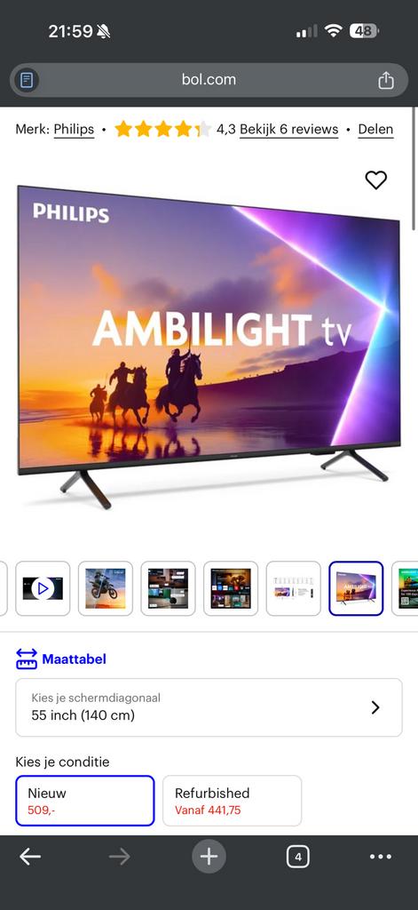Philips ambilighy tv qled 55inch nieuw ongeopend 8500 serie, Ophalen, Philips, 120 Hz, Zo goed als nieuw