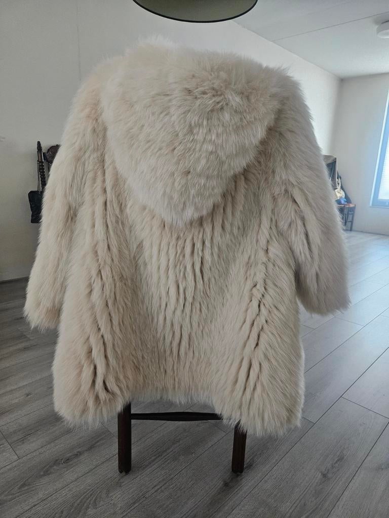 Witte gebreide vossenbont jas, maat S, Ophalen of Verzenden, Nieuw, Wit
