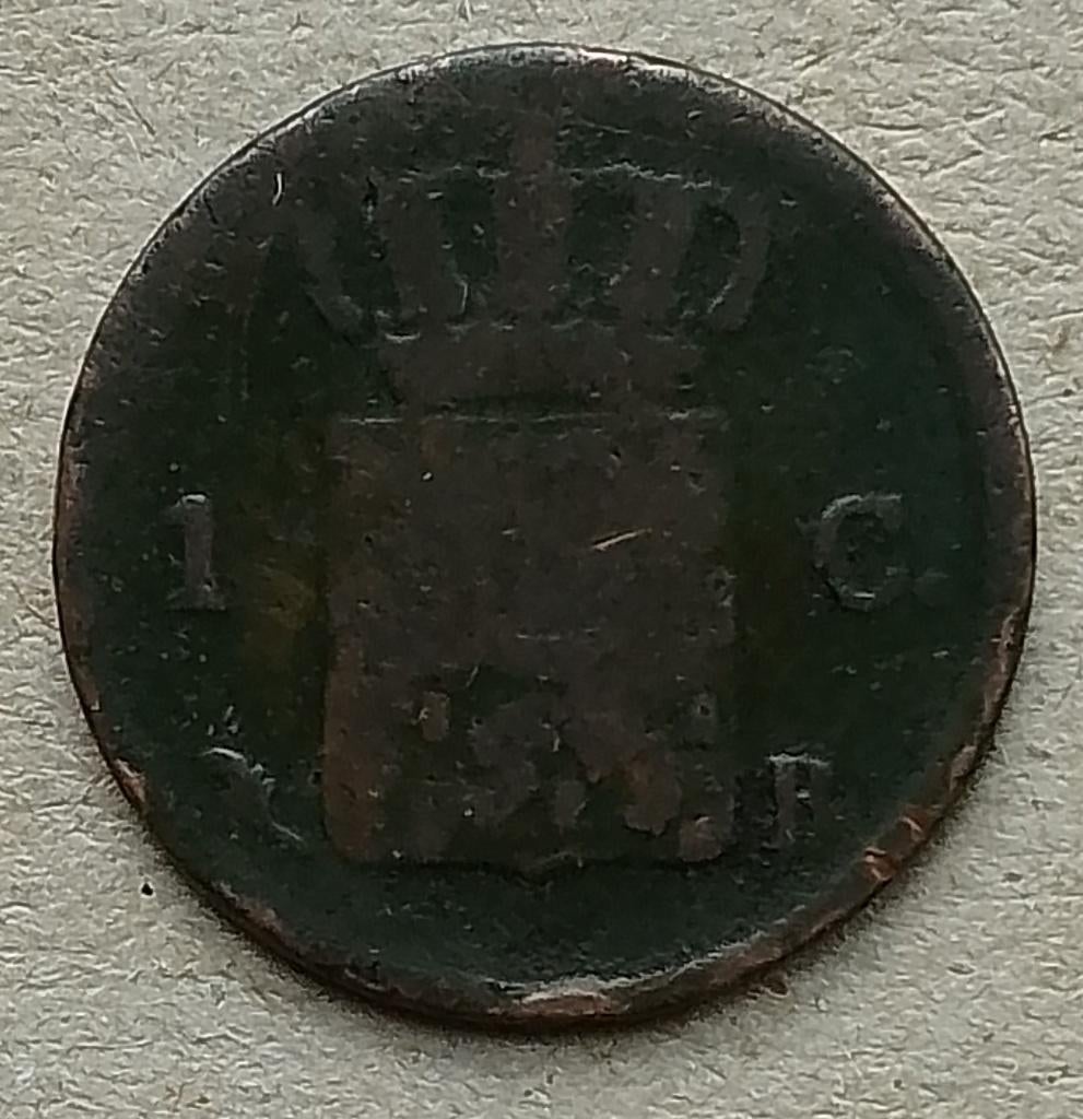 Nederland, 1 cent 1827 B, Ophalen of Verzenden, Koning Willem I, 1 cent, Losse munt