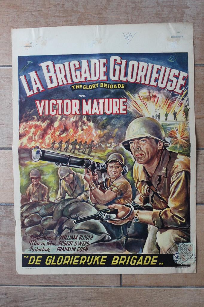 filmaffiche The Glory Brigade 1953 Victor Mature filmposter, Rechthoekig Staand, Ophalen of Verzenden, Zo goed als nieuw, A1 t/m A3