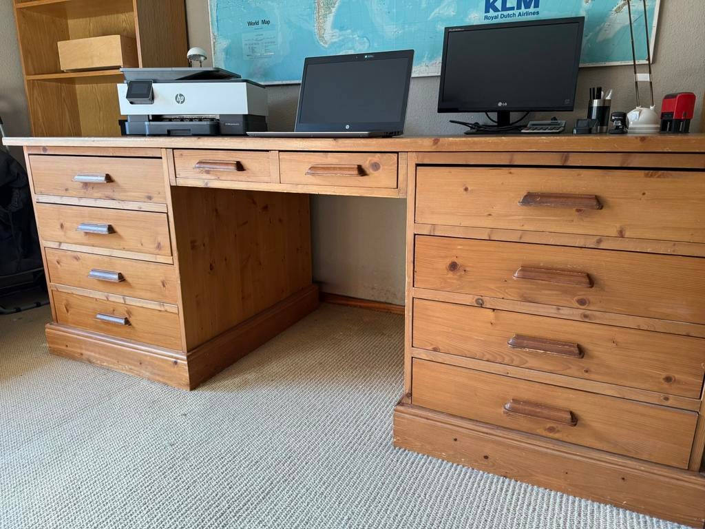 XXL Grenen bureau - opmaat gemaakt, Ophalen, Gebruikt