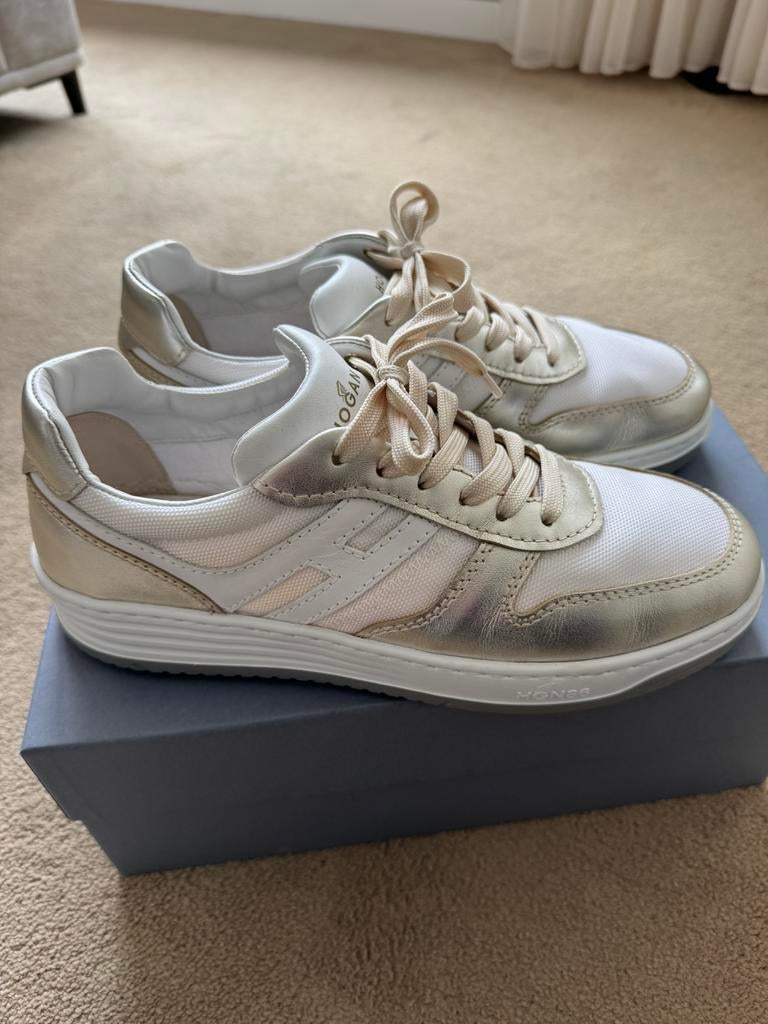 Hogan Dames Sneakers goud/wit-42, Ophalen of Verzenden, Zo goed als nieuw, Wit, Sneakers of Gympen