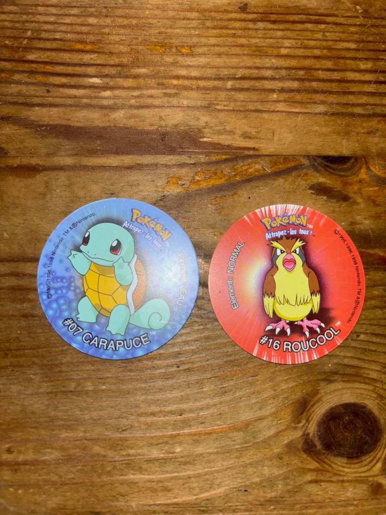 Pokémon Tazo's Carapuce en Roucool, Ophalen of Verzenden, Gebruikt, Overige typen