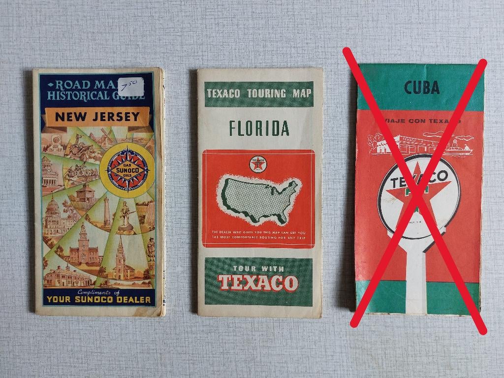 Oude Wegenkaarten Benzine & Olie AGIP GASOLIN SUNOCO CHEVRON, Ophalen of Verzenden, Gebruikt, Gebruiksvoorwerp