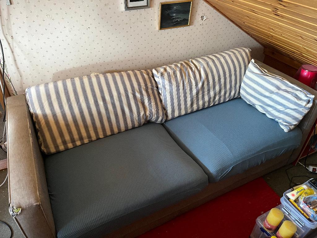 Slaapbank inclusief binnen veren matras en Ikea topper, Ophalen, Gebruikt, Tweepersoons, 140 cm