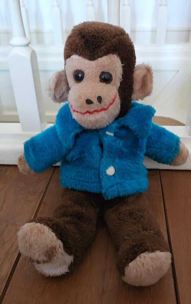 Vintage chimpansee met jasje- jaren 60 speelgoed., Verzamelen, Ophalen, Gebruikt, Overige typen, Overige merken