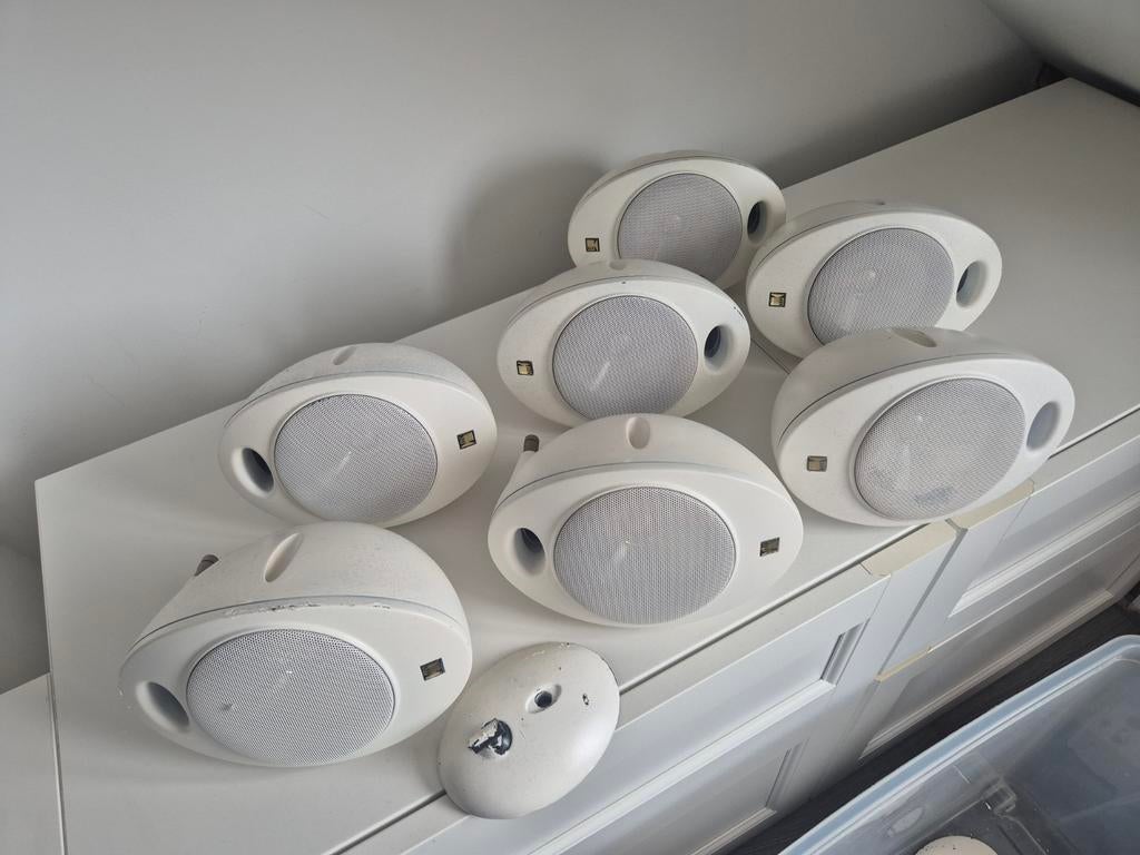 KEF KHT2005.2 "Eitjes" 7 speakers, Audio, Tv en Foto, Luidsprekers, Gebruikt, 60 tot 120 watt, Front, Rear of Stereo speakers