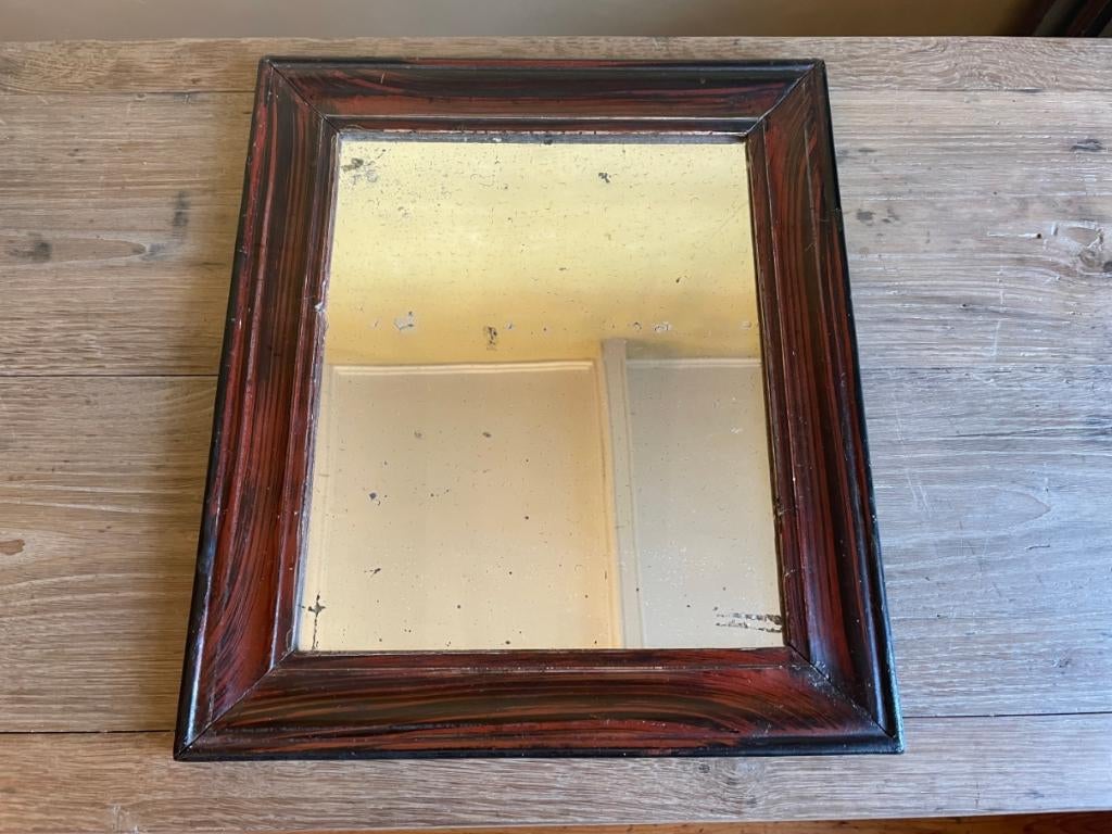 Mooi Sfeervol gehout Spiegeltje Frans antiek WC spiegel, Antiek en Kunst, Ophalen of Verzenden, Overige vormen, Minder dan 50 cm