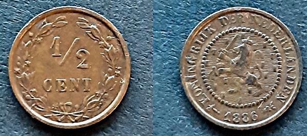 Halve cent 1886, Verzenden, Koning Willem III, Overige waardes