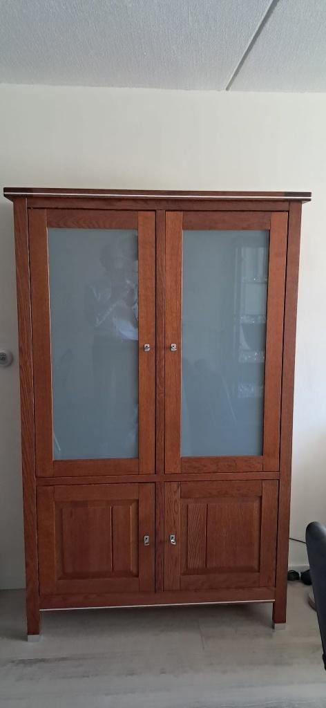 2-deurs (melk) glas wandmeubel model Temrai kersenkleur, Ophalen, Glas, 200 cm of meer, Minder dan 150 cm