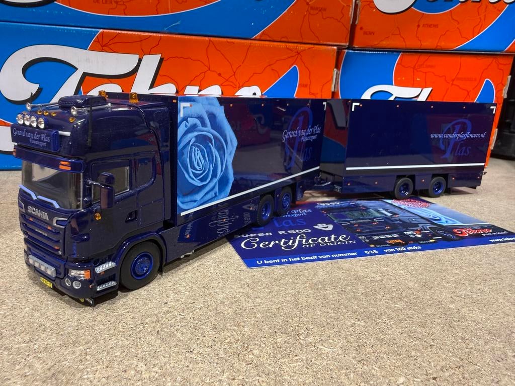 TEKNO SCANIA GERARD VAN DER PLAS BLOEMEN, Ophalen of Verzenden, Zo goed als nieuw, Bus of Vrachtwagen, Tekno