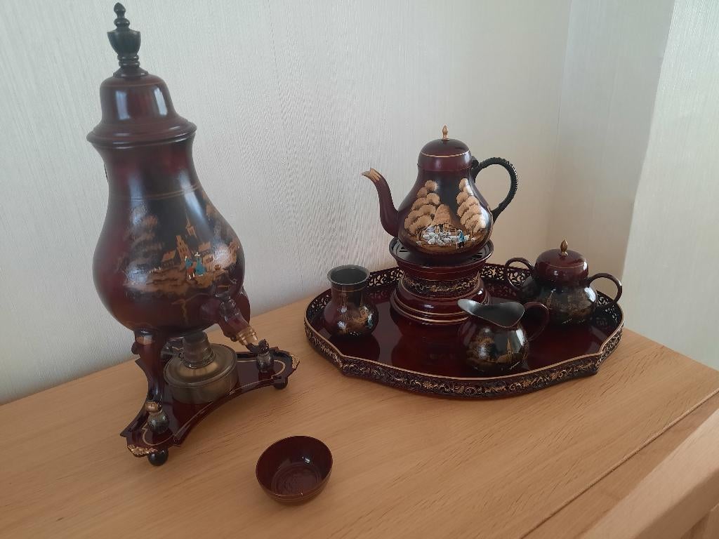 Tinnen kraantjespot en thee servies, Antiek en Kunst, Ophalen of Verzenden