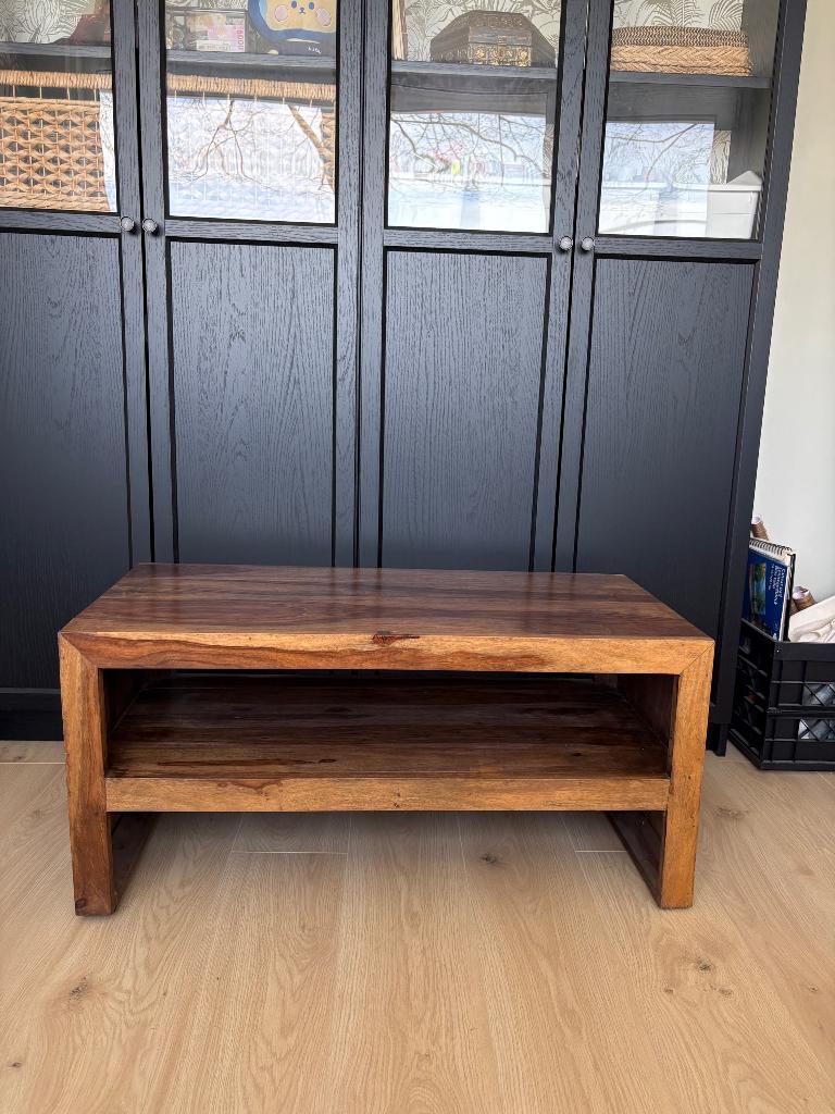 Tv Meubel mangohout, Huis en Inrichting, Kasten | Televisiemeubels, Ophalen, Gebruikt, 50 tot 100 cm, Minder dan 100 cm