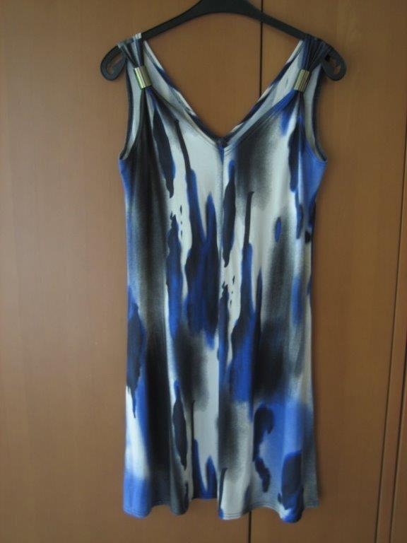 Luchtig zomers blauw-wit hemdjurkje ELISA CORTES 48 snazzeys, Elisa Cortes, Maat 46/48 (XL) of groter, Zo goed als nieuw, Onder de knie