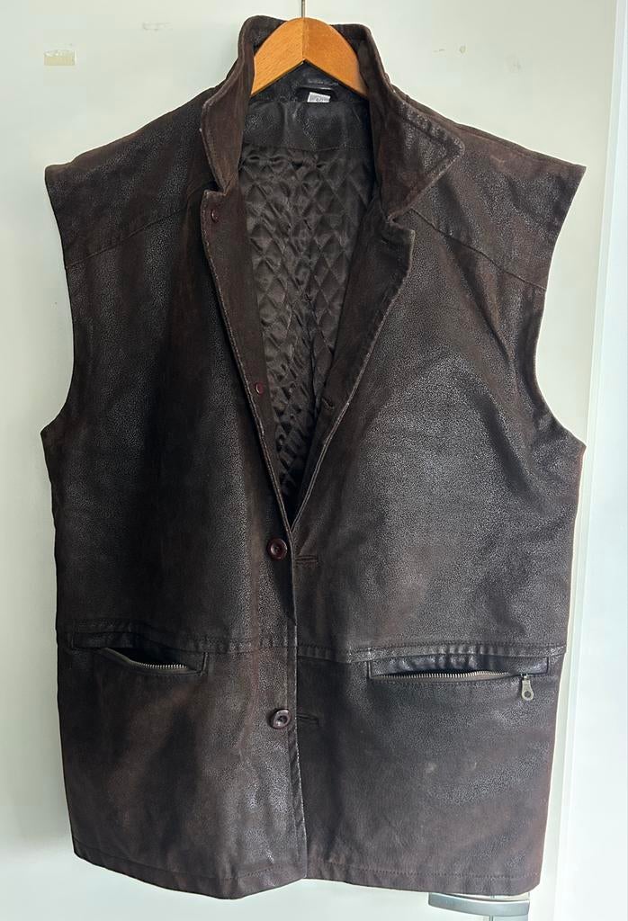 Leren Bodywarmer - Gestippelde Look - Piet Zoomers, Kleding | Dames, Bodywarmers, Ophalen of Verzenden, Zo goed als nieuw, Bruin