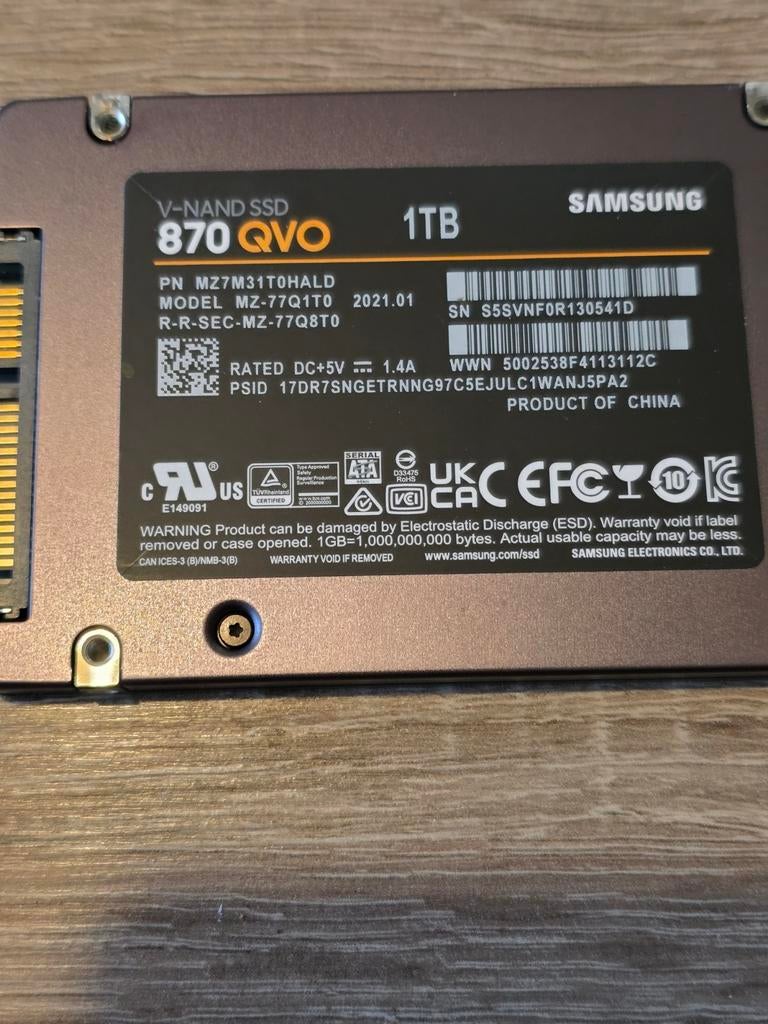 Samsung 870 QVO V-NAND SSD 1TB, Computers en Software, Harde schijven, Ophalen