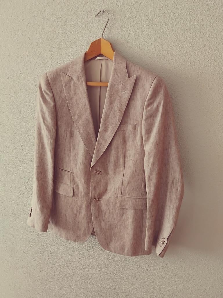 Cavallaro Napoli linnen colbert, 46, Bruin, Ophalen of Verzenden, Zo goed als nieuw, Maat 46 (S) of kleiner