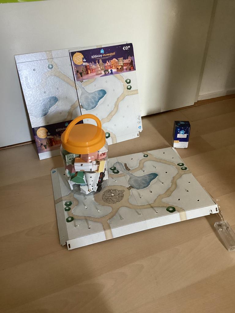 AH Winterdorp kerst verzamel huisjes met bord en lampjes, Albert Heijn, Ophalen of Verzenden