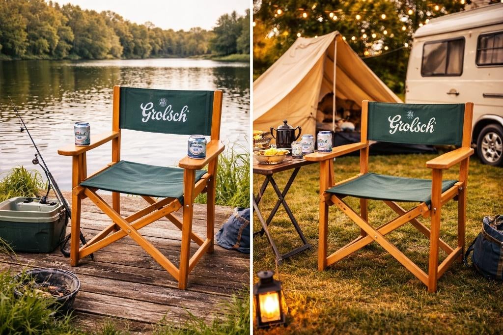 Unieke Grolsch Regiseurstoel 2013-2017 (opklapbaar), Verzenden, Gebruikt, Gebruiksvoorwerp