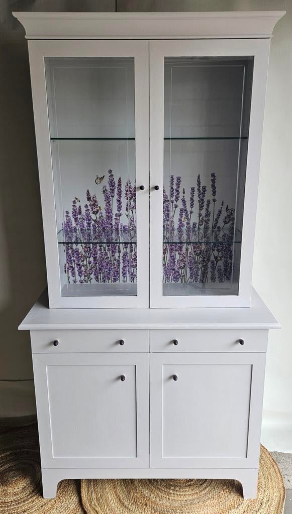 Lila buffetkast met lavendel., Ophalen of Verzenden, Gebruikt, 25 tot 50 cm, 200 cm of meer