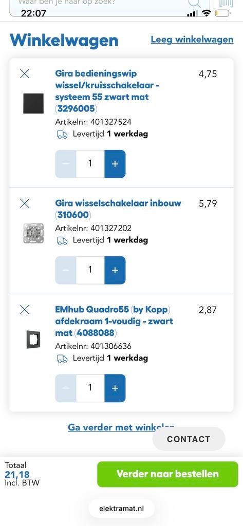 Gira Wisselschakelaar Inbouw en Bedieningswip Zwart Mat, Ophalen of Verzenden, Nieuw, Schakelaar