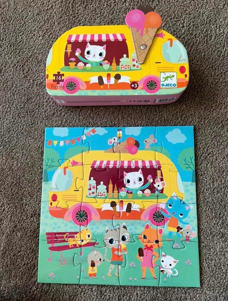 Djeco Puzzel IJscokar - 16 stukjes, 2 tot 4 jaar, 10 tot 50 stukjes, Ophalen of Verzenden, Zo goed als nieuw