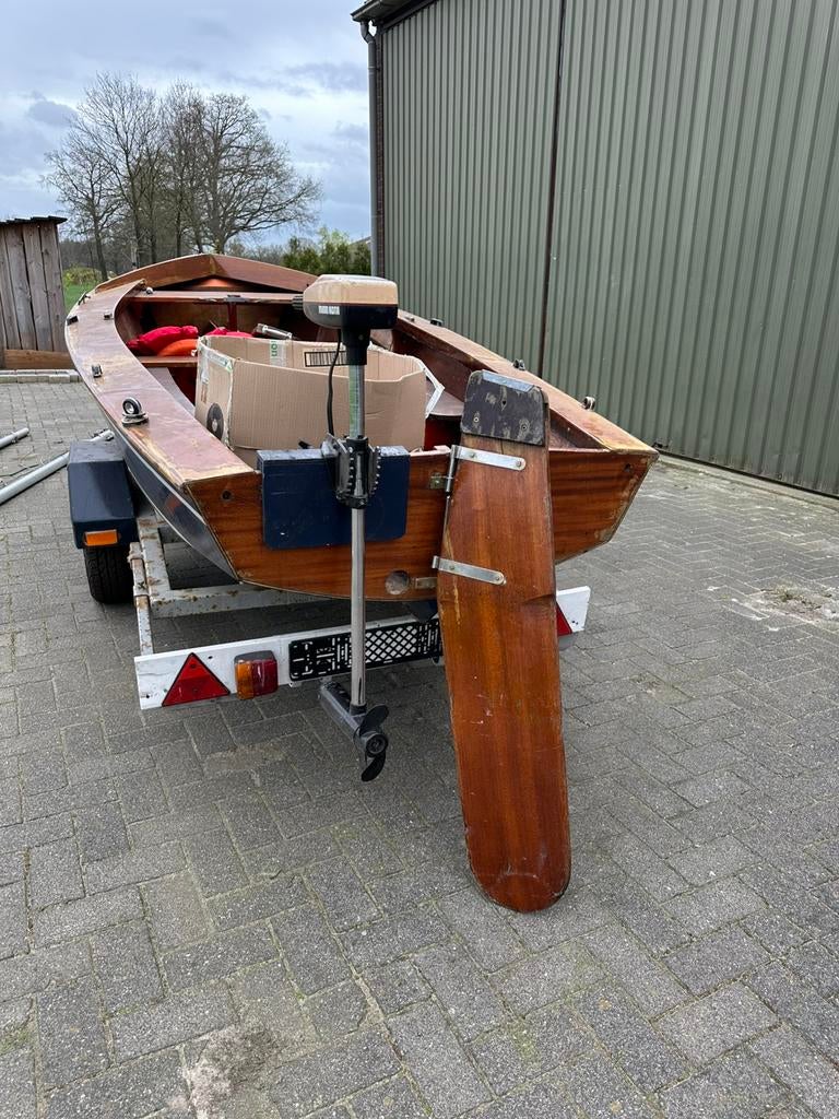 Vaurien Zeilboot compleet met trailer en Elektro motor, Ophalen, Gebruikt, Hout, Overige typen