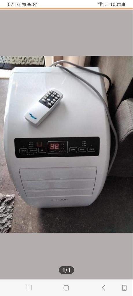 Airco zgn kleur wit met afstand bediening, Ophalen of Verzenden, Mobiele airco, Minder dan 60 m³, 3 snelheden of meer