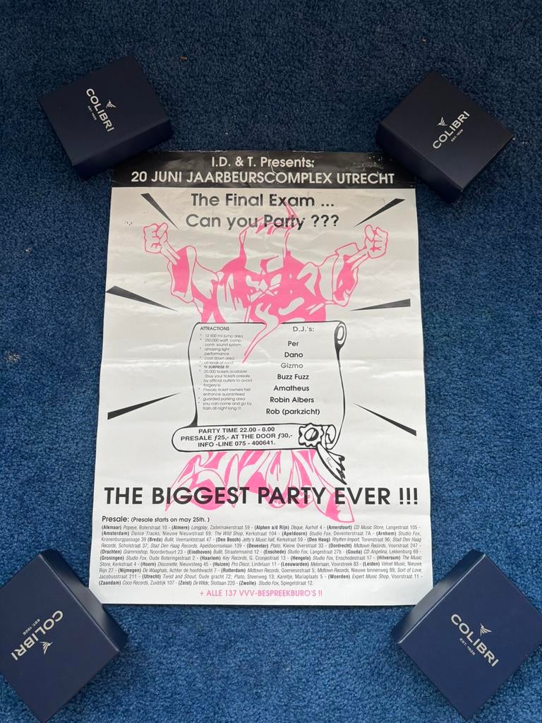 Thunderdome 1992 ID&T The final exam POSTER!, Ophalen of Verzenden, Gebruikt, A1 t/m A3