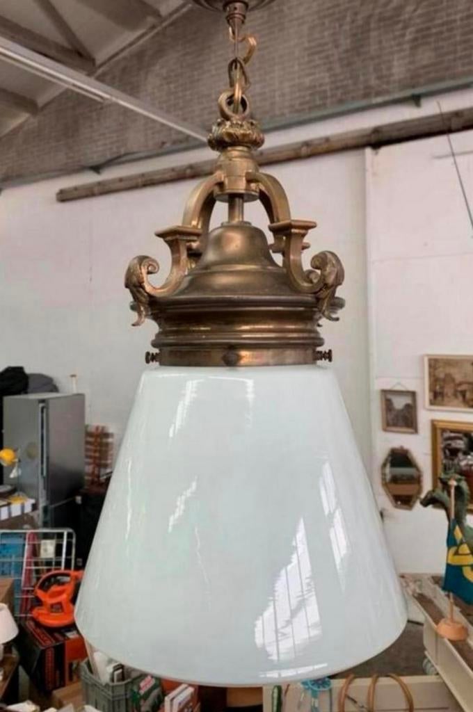Lamp echte antieke koper brons omgebouwde gaslamp, Ophalen of Verzenden