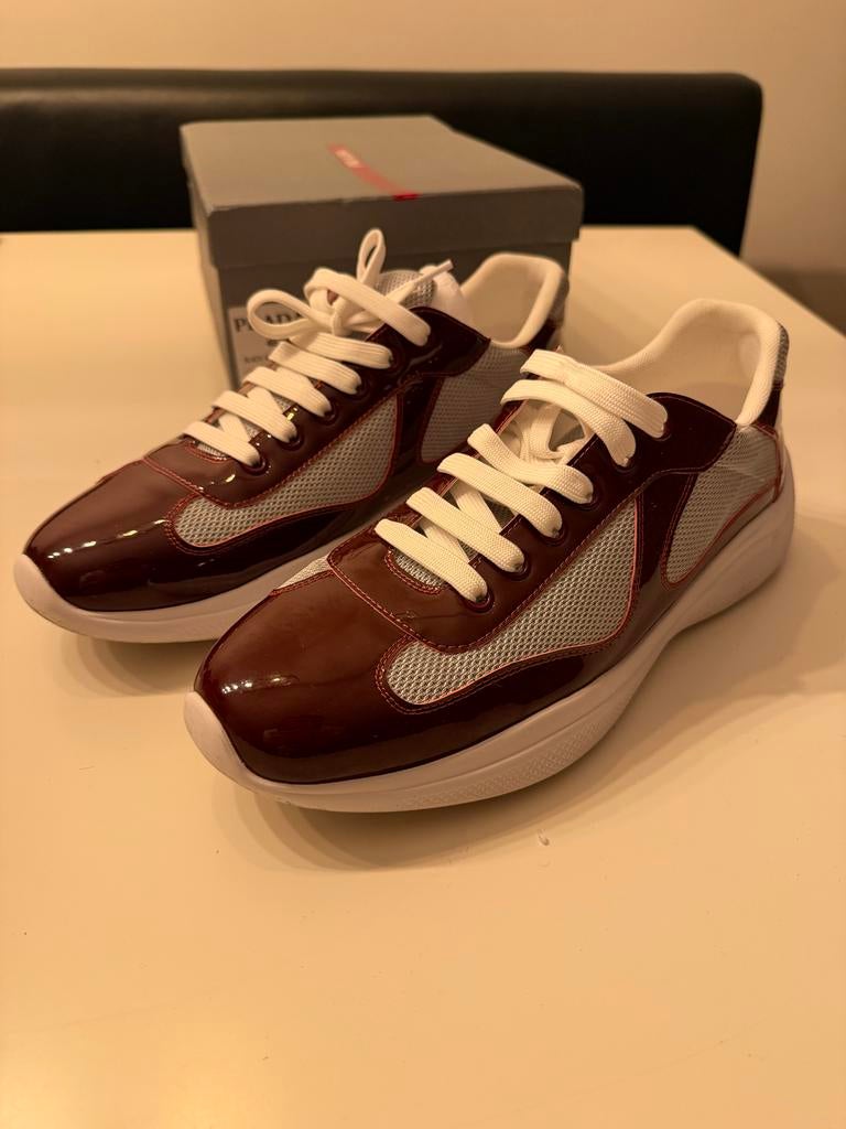 Prada America's Cup Sneakers - Bordeauxrood, Ophalen of Verzenden, Zo goed als nieuw, Rood, Sneakers of Gympen