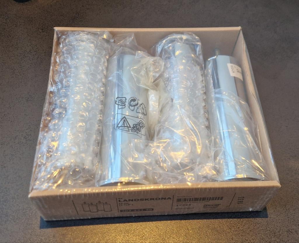 4 ikea landskrona poten zilver 15 cm, Huis en Inrichting, Banken | Bankstellen, Ophalen of Verzenden, Nieuw