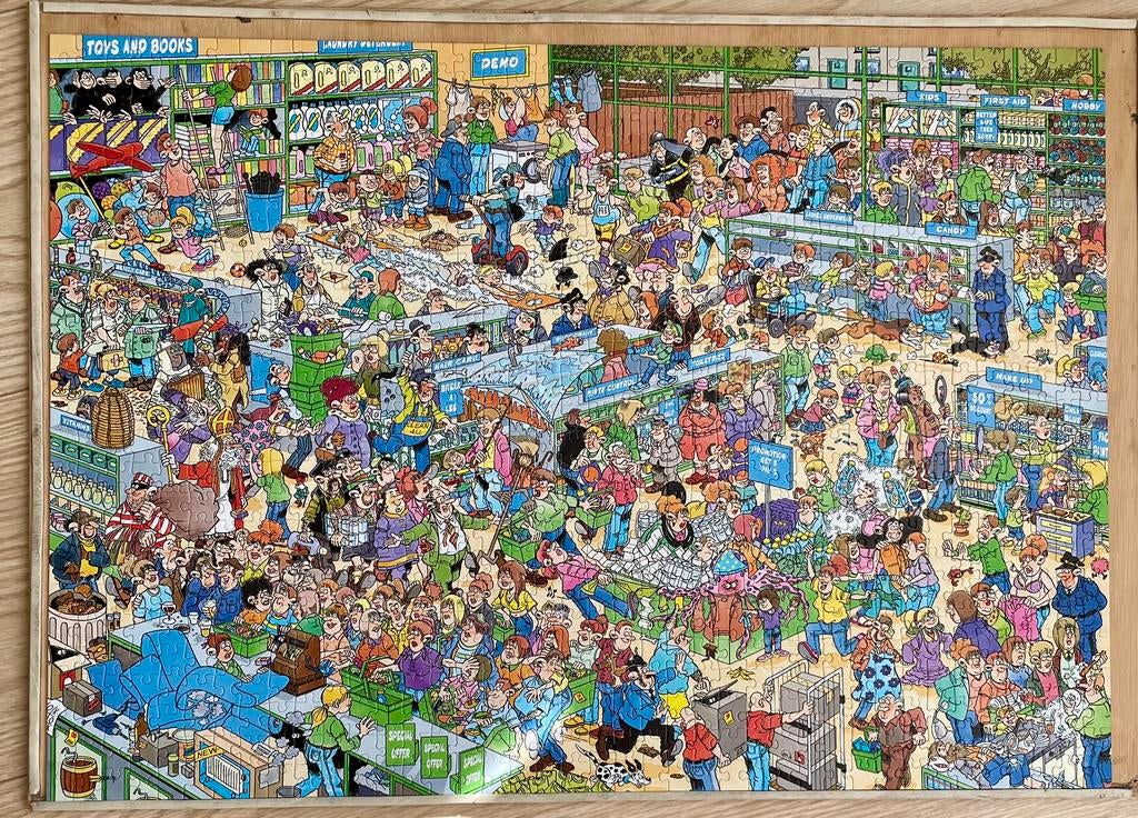 Jan v Haasterenpuzzel 1000 stukjes DE DROGISTERIJ., Ophalen of Verzenden, 500 t/m 1500 stukjes, Zo goed als nieuw