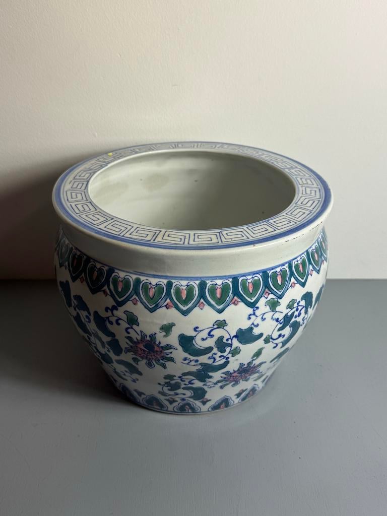 Vintage Chinees bloempot keramiek - Nette staat, Ophalen of Verzenden