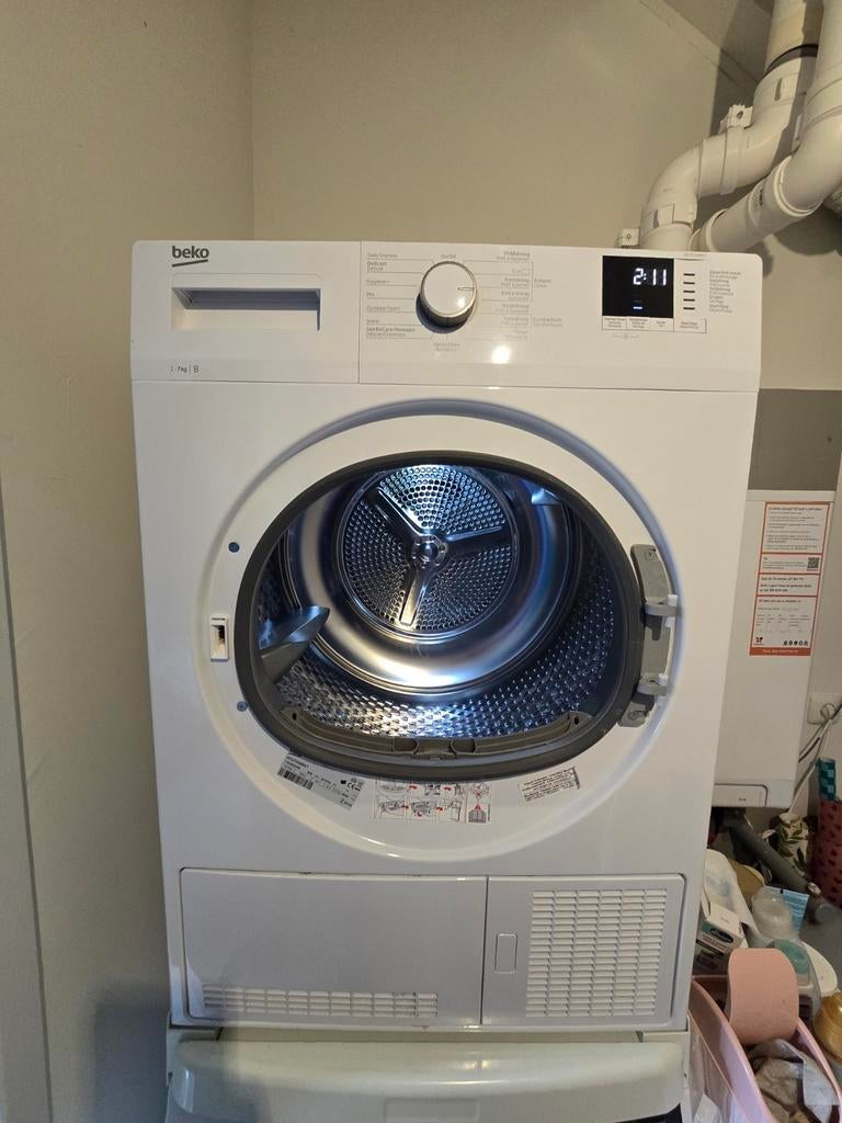 (TEAB) - Beko DCU7230BXT condensdroger met defecte deur, 6 tot 8 kg, Ophalen, Condens, 85 tot 90 cm