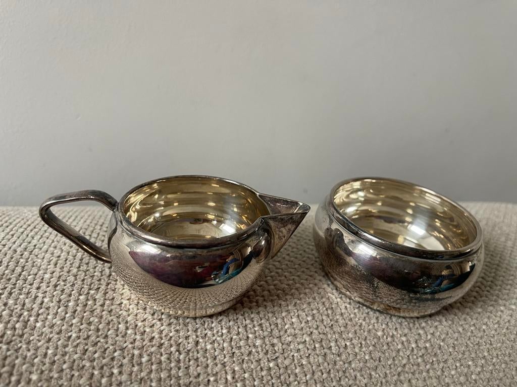 Wellner verzilverd melkkannetje en suikerpotje, Ophalen of Verzenden, Zilver