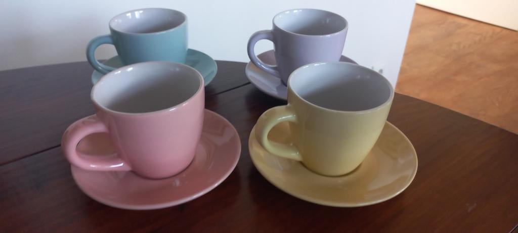 Kop en Schotels Pastelkleuren Vintage, Ophalen of Verzenden