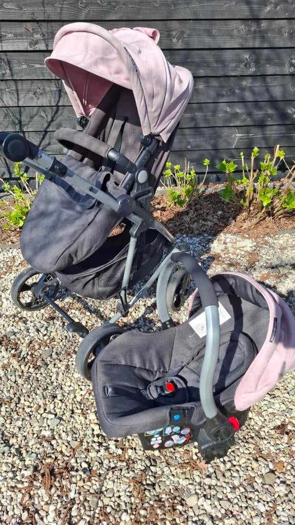 X Adventure 3-in-1 Kinderwagen - Roze/Zwart, Gebruikt, Combiwagen, Verstelbare duwstang, Ophalen