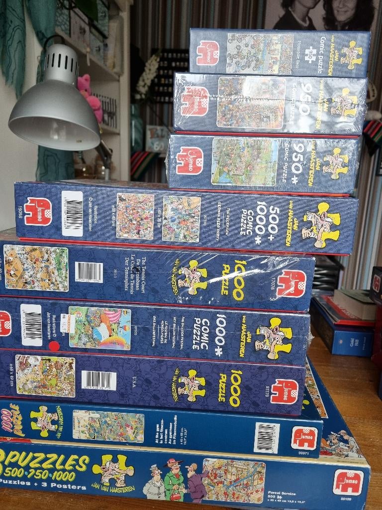 10 puzzels Jan van Haasteren, Ophalen, 500 t/m 1500 stukjes, Zo goed als nieuw, Legpuzzel