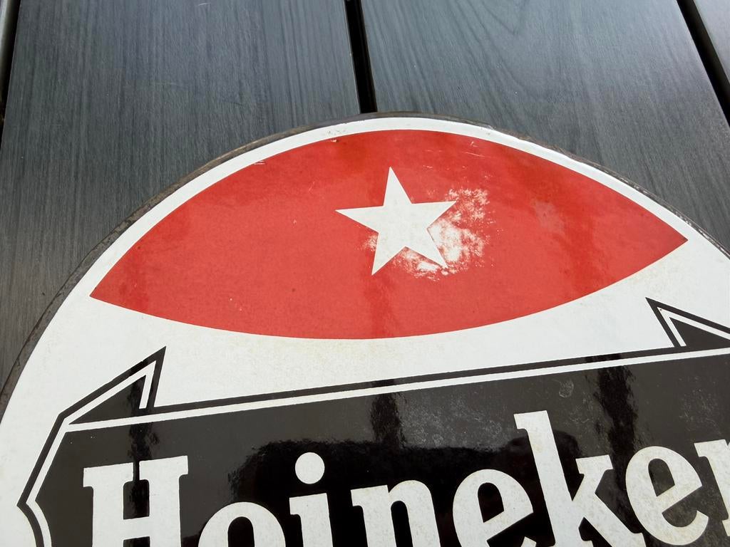 Heineken emaille reclamebord, Reclamebord, Gebruikt, I, Ophalen of Verzenden