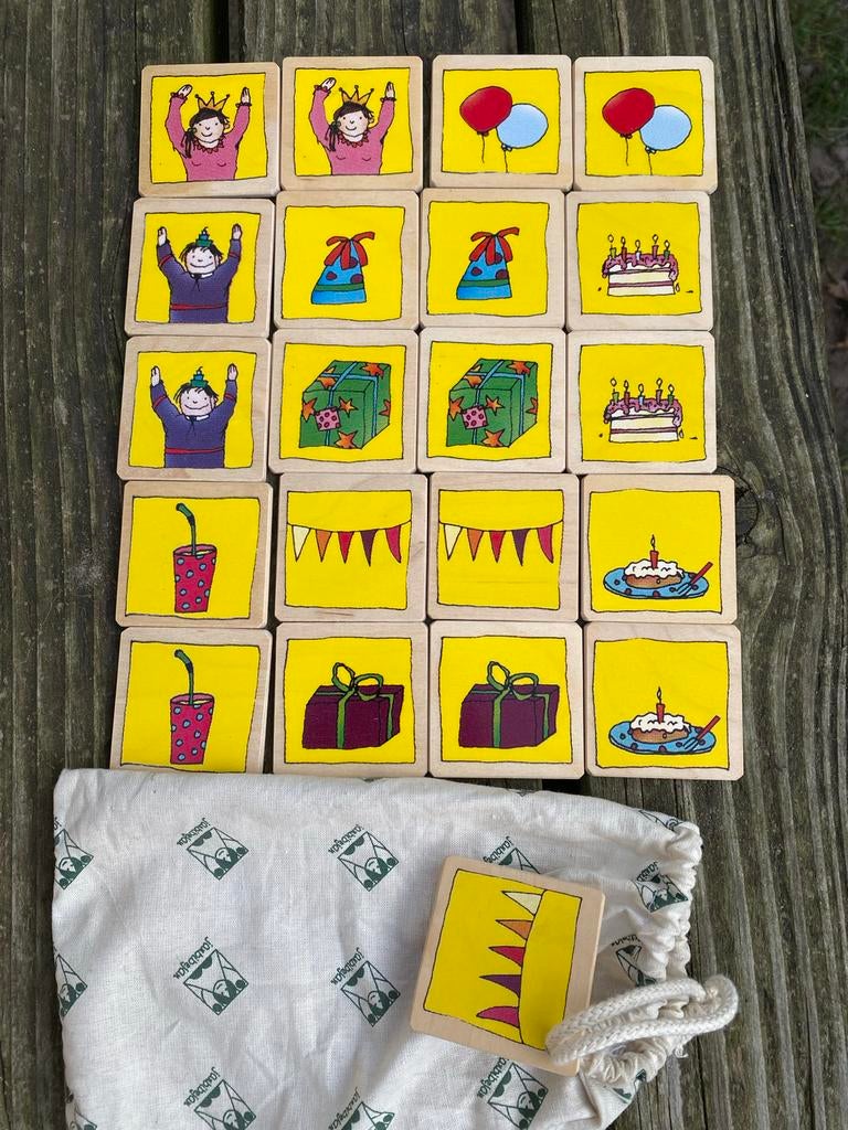 Janbibejan houten Memory Spel Verjaardag thema, Ophalen, Zo goed als nieuw, Overige typen