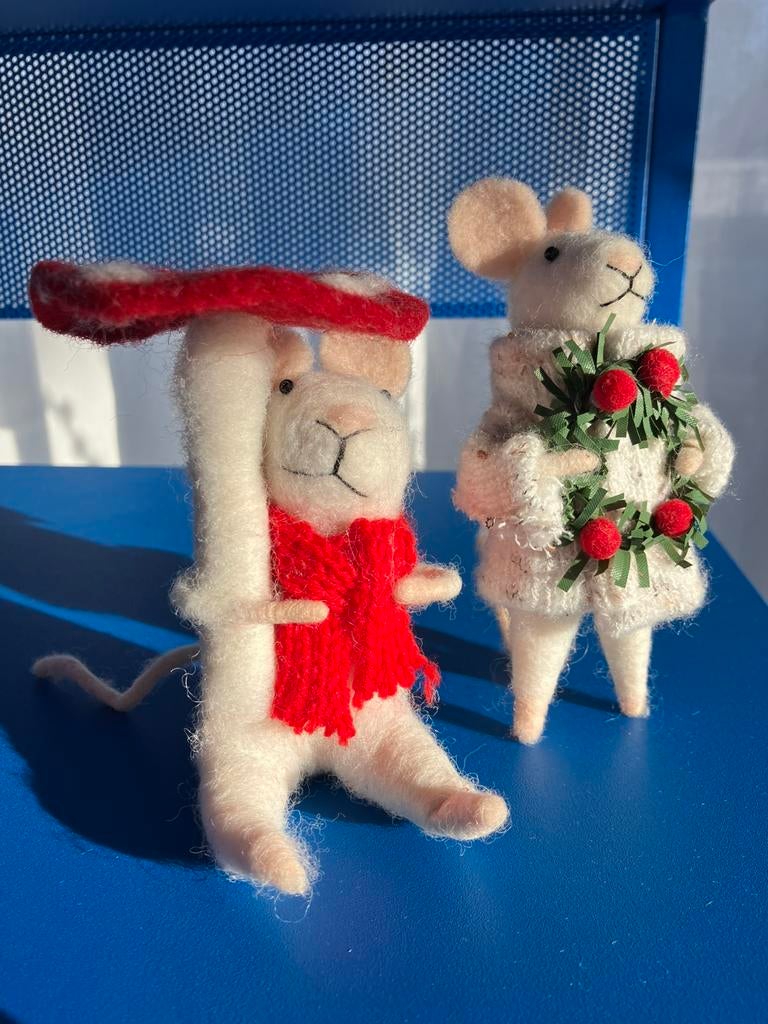 Vilten muizen decoratie meander kerst herfst paddenstoel, Verzenden, Zo goed als nieuw