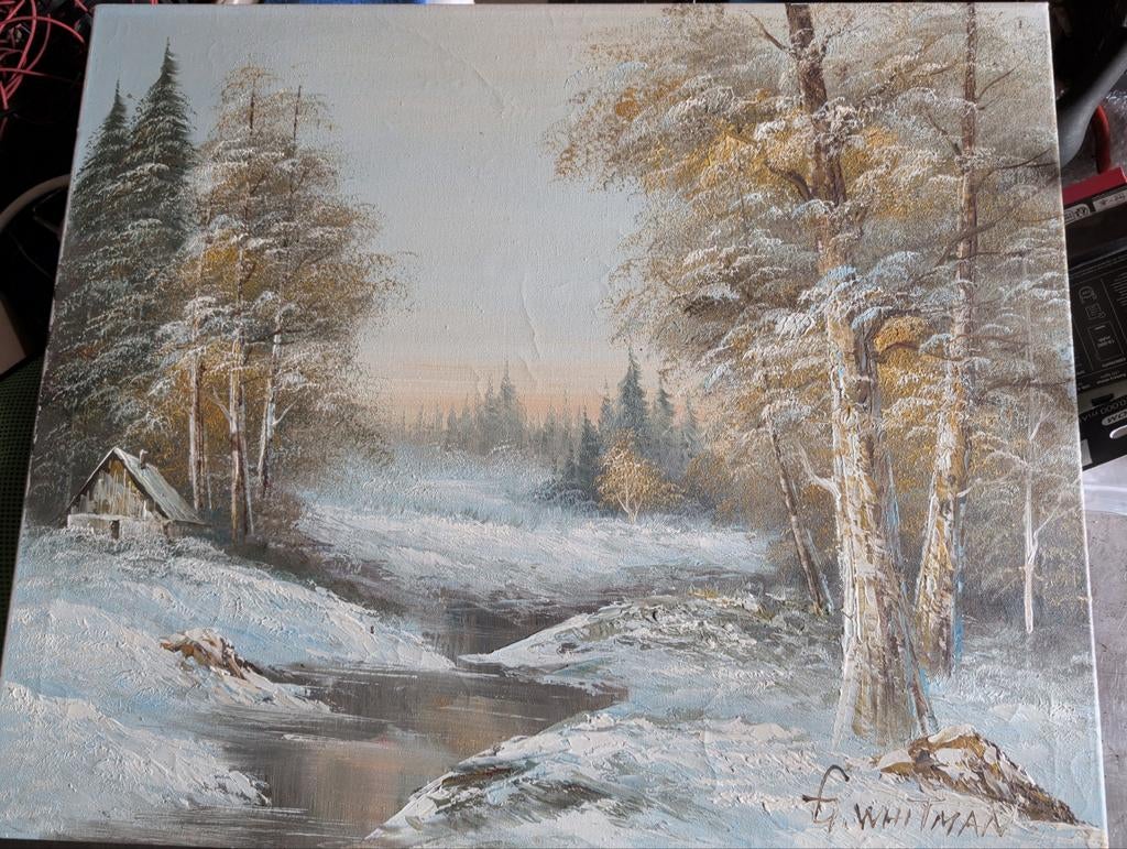 Schilderij van F. Whitman, winterlandschap, Ophalen of Verzenden