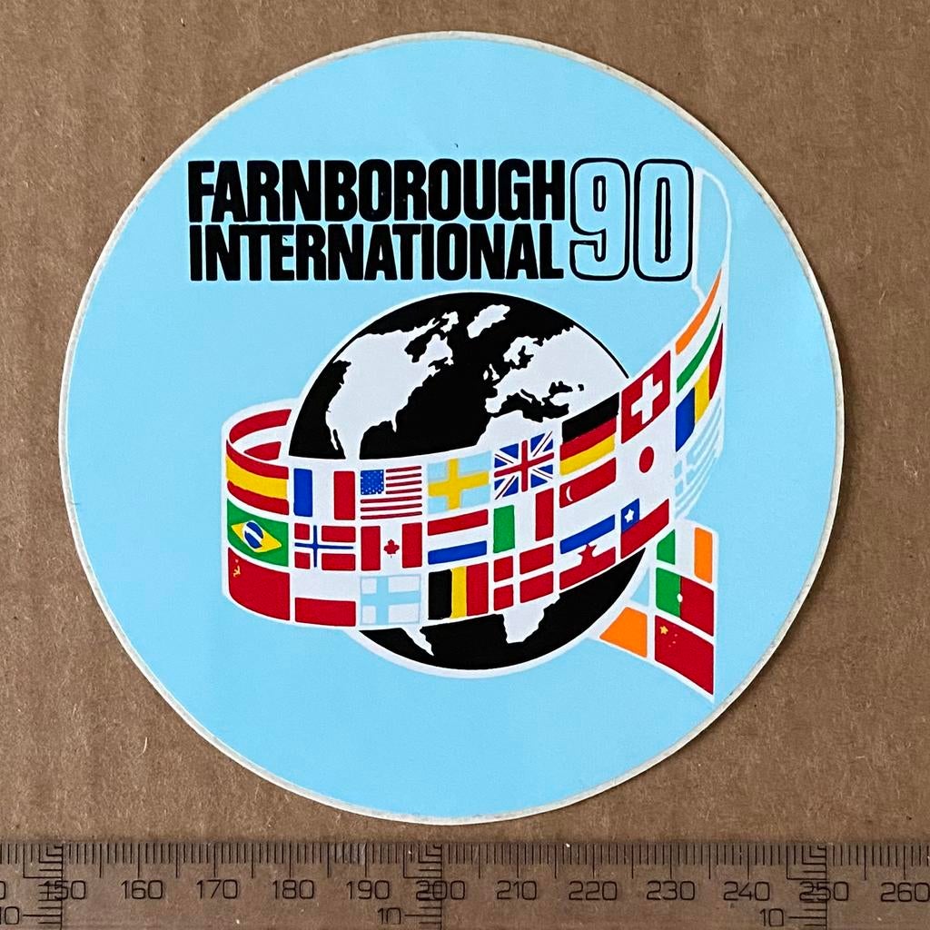 sticker farnborough international 1990, Ophalen of Verzenden, Zo goed als nieuw, Kaart, Foto of Prent