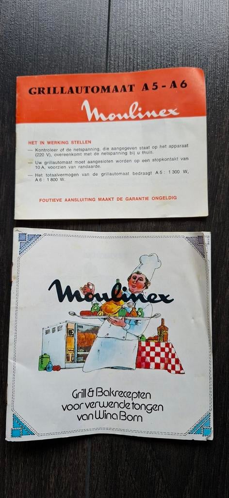 Vintage Moulinex handleiding A5-A6 grillautomaat, Ophalen of Verzenden, Zo goed als nieuw