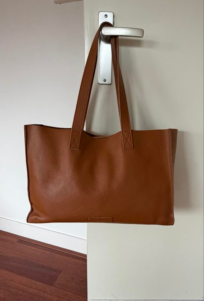 Cognac leren tas van Shabbies Amsterdam, Sieraden, Tassen en Uiterlijk, Tassen | Damestassen, Ophalen of Verzenden, Gebruikt, Bruin