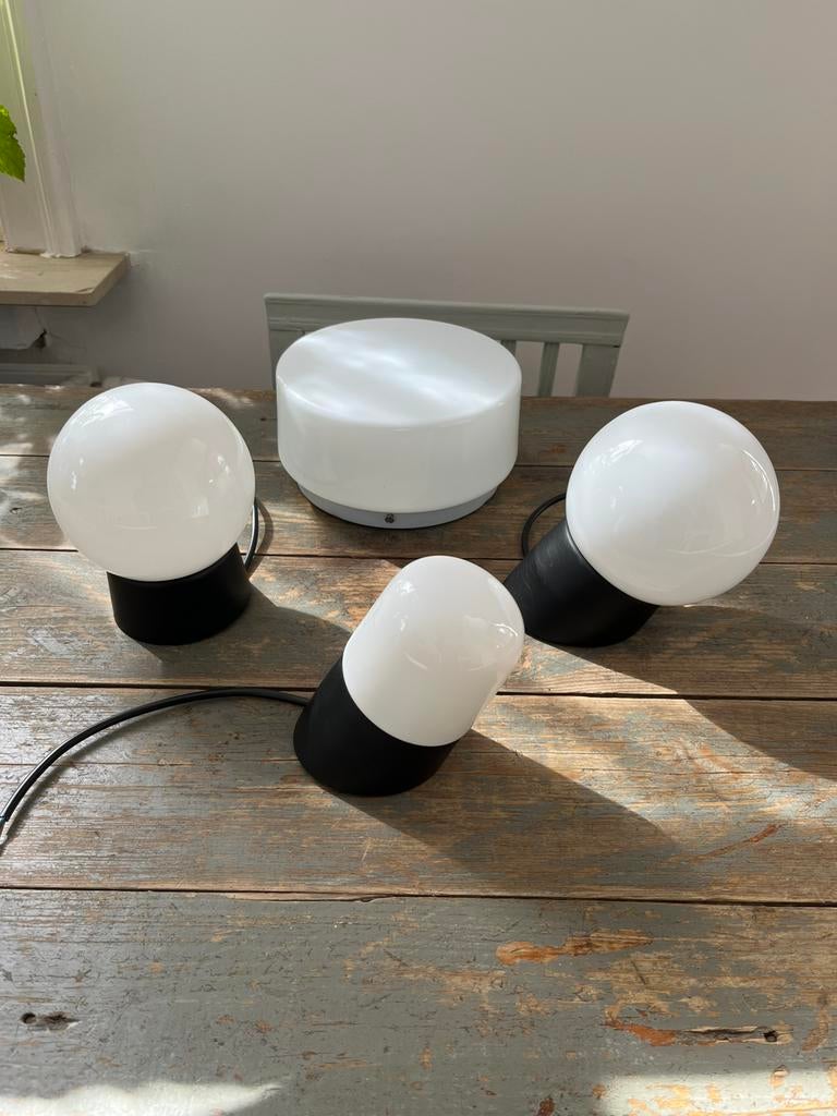 VINTAGE LAMP PLAFONDLAMP WAND MUUR MELKGLAS ZGSTAAT!, Ophalen of Verzenden