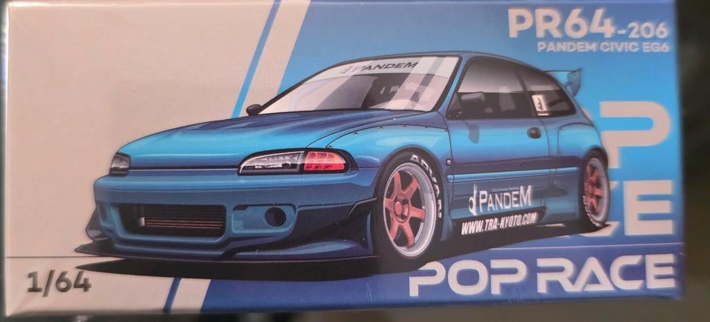 Pop Race Pandem Civic EG6 1/64 modelauto, Ophalen of Verzenden, Poprace64, Onbekend, Onbekend