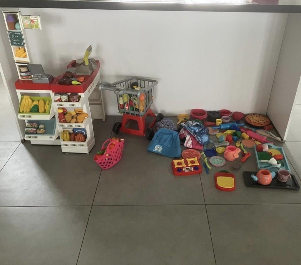 Smoby supermarkt met winkelwagen en veel extra producten, Ophalen, Gebruikt, Jongen of Meisje