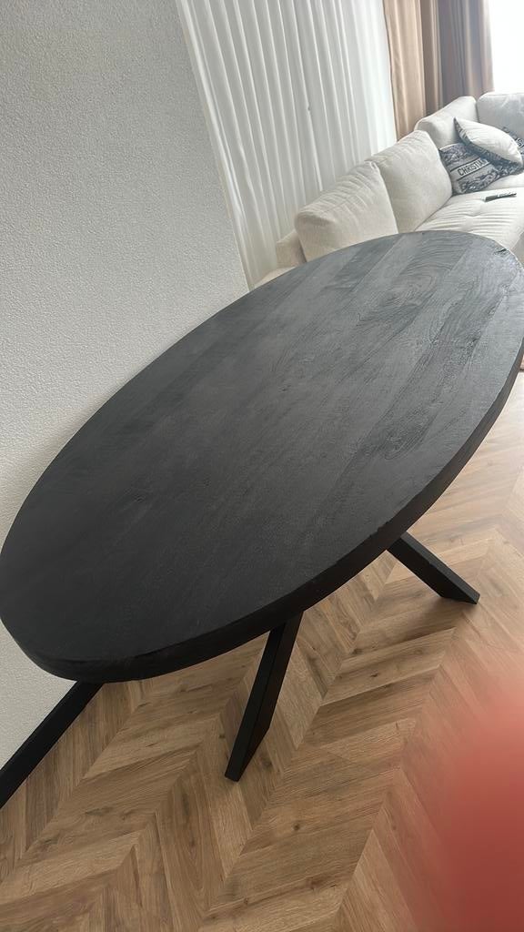 Mangohout ovale eettafel, 100 tot 150 cm, Zo goed als nieuw, Ovaal, 50 tot 100 cm